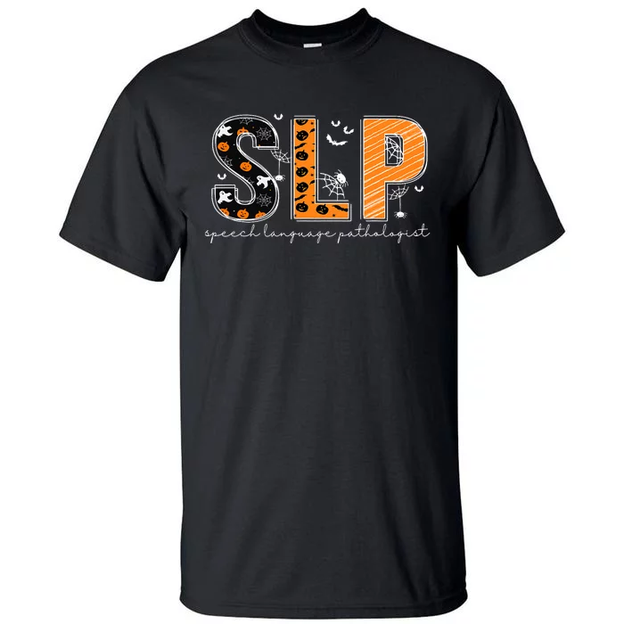 Funny SLP Halloween Costume Pumpkin Fall Skeleton Tall T-Shirt