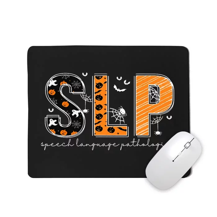 Funny SLP Halloween Costume Pumpkin Fall Skeleton Mousepad