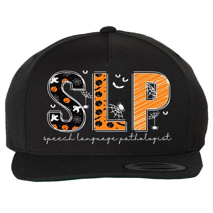 Funny SLP Halloween Costume Pumpkin Fall Skeleton Wool Snapback Cap