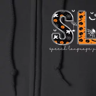 Funny SLP Halloween Costume Pumpkin Fall Skeleton Full Zip Hoodie