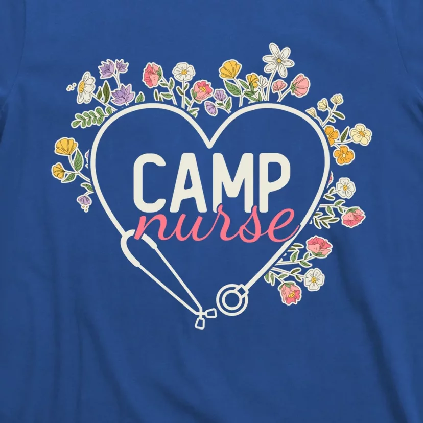 Floral Stethoscope Heart Nursing Camp Nurse Meaningful Gift T-Shirt