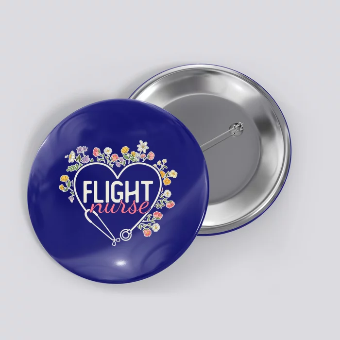 Floral Stethoscope Heart Nursing Flight Nurse Gift Button