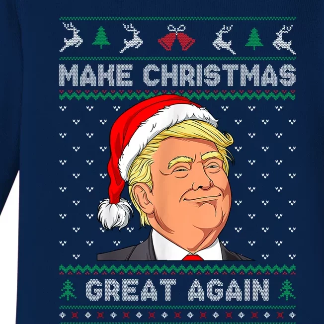 Funny Santa Hat Trump Make Christmas Great Again Ugly Xmas Meaningful Gift Baby Long Sleeve Bodysuit