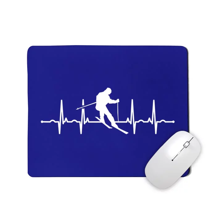 Funny Skiing Heartbeat Ski Design For Skiers Gift Mousepad