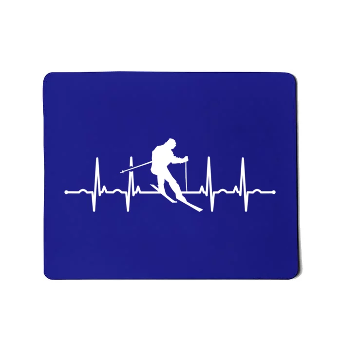 Funny Skiing Heartbeat Ski Design For Skiers Gift Mousepad