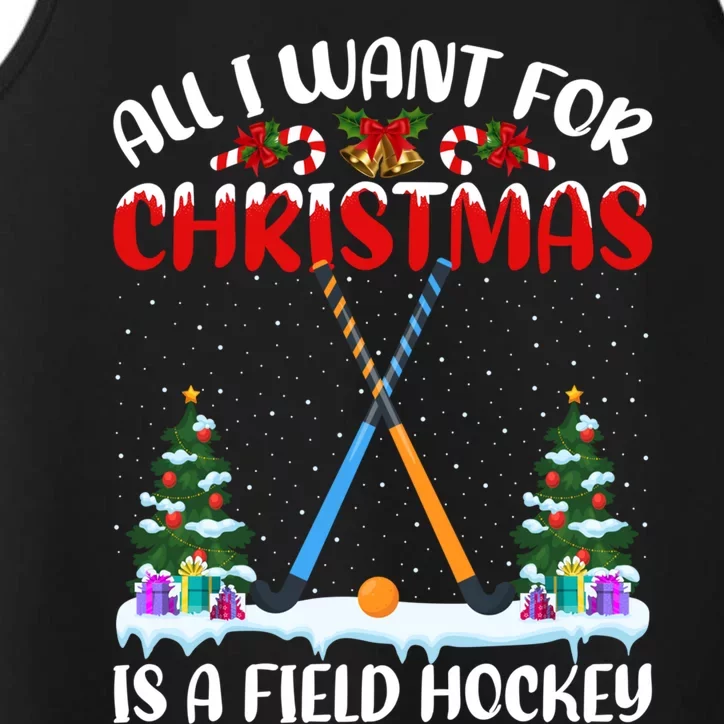 Funny Santa Hat All I Want For Christmas Is A Field Hockey Gift Performance Tank