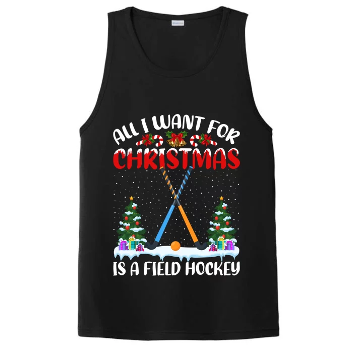 Funny Santa Hat All I Want For Christmas Is A Field Hockey Gift Performance Tank