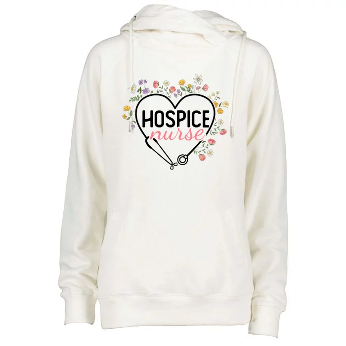 Floral Stethoscope Heart Nursing Hospice Nurse Funny Gift Womens Funnel Neck Pullover Hood