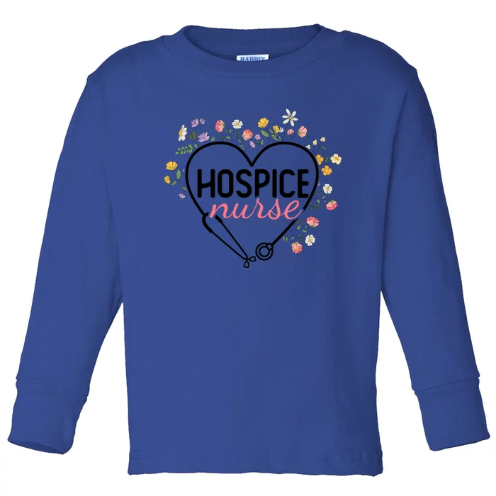 Floral Stethoscope Heart Nursing Hospice Nurse Funny Gift Toddler Long Sleeve Shirt