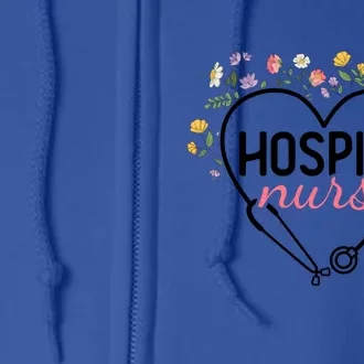 Floral Stethoscope Heart Nursing Hospice Nurse Funny Gift Full Zip Hoodie