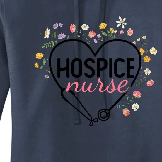 Floral Stethoscope Heart Nursing Hospice Nurse Funny Gift Women's Pullover Hoodie