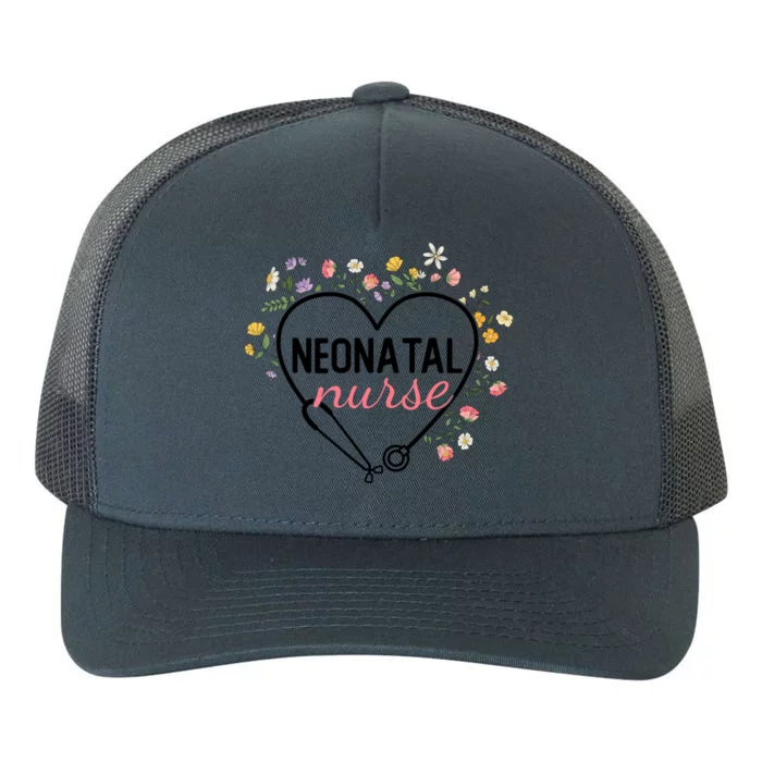 Floral Stethoscope Heart Nursing Neonatal Nurse Gift Yupoong Adult 5-Panel Trucker Hat