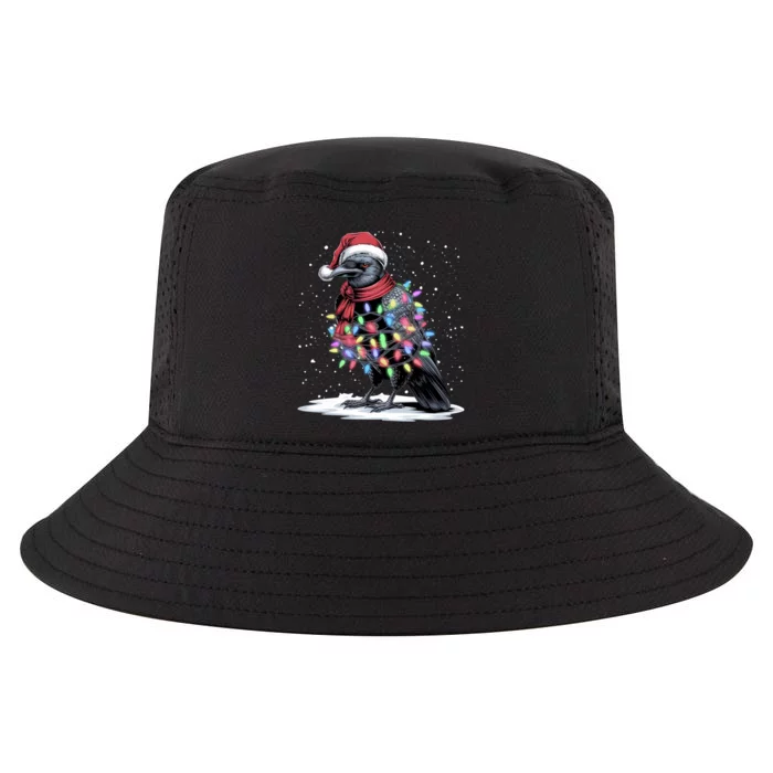 Funny Santa Hat Crow Crow Christmas Tree Lights Cool Comfort Performance Bucket Hat