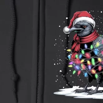 Funny Santa Hat Crow Crow Christmas Tree Lights Full Zip Hoodie