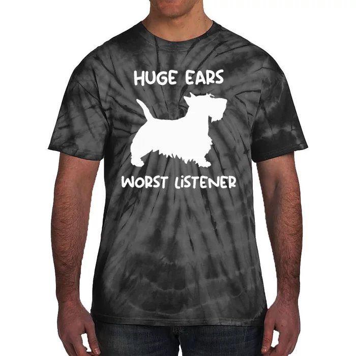 funny Scottie huge ears worst listener Scottish Terrier Tie-Dye T-Shirt