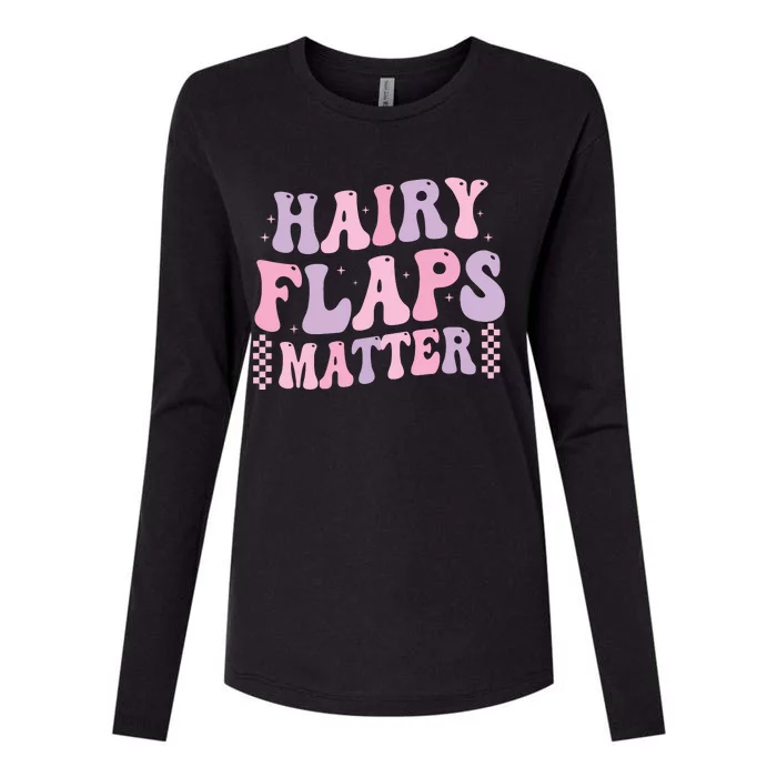 Funny Saying Hairy Flaps Matter Rude Joke Naughty Womens Cotton Relaxed Long Sleeve T-Shirt