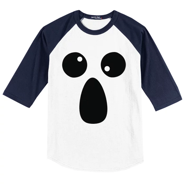 Funny Spooky Halloween Ghost Face Lazy Costume Baseball Sleeve Shirt