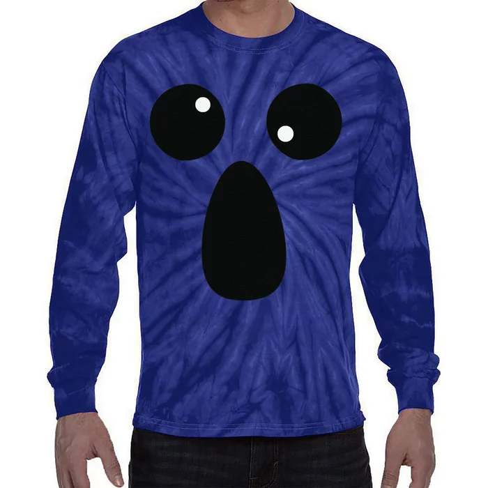 Funny Spooky Halloween Ghost Face Lazy Costume Tie-Dye Long Sleeve Shirt