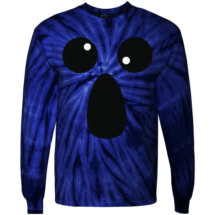 Funny Spooky Halloween Ghost Face Lazy Costume Tie-Dye Long Sleeve Shirt