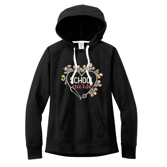 Floral Stethoscope Heart Nursing School Nurse Meaningful Gift Women's Fleece Hoodie