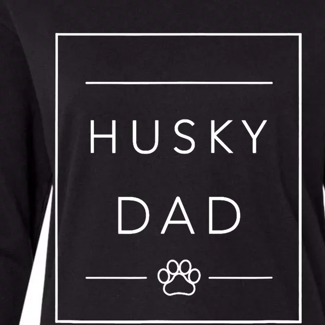 Funny Siberian Husky Lover Dog Dad Minimalist Tee, Husky Dad Womens Cotton Relaxed Long Sleeve T-Shirt