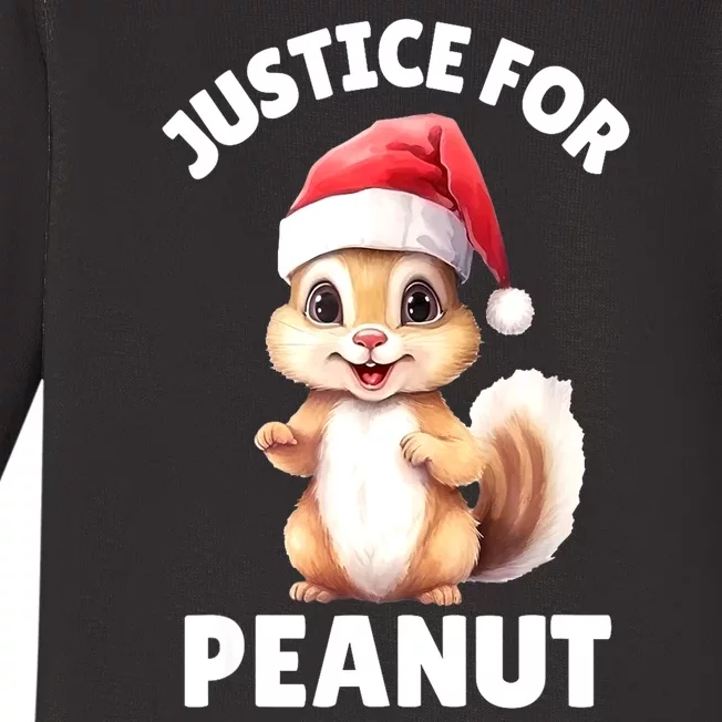 Funny Santa Hat Justice For Peanut The Squirrel Gift Baby Long Sleeve Bodysuit