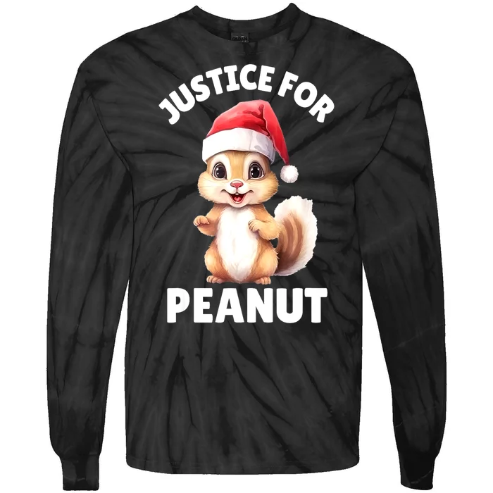 Funny Santa Hat Justice For Peanut The Squirrel Gift Tie-Dye Long Sleeve Shirt