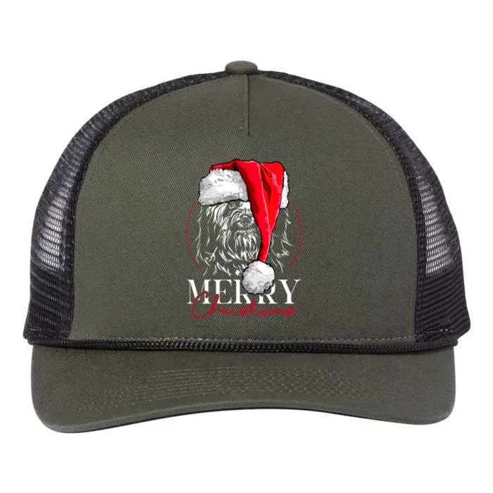 Funny Santa Havanese Merry Christmas Dog Mom Dog Funny Gift Retro Rope Trucker Hat Cap