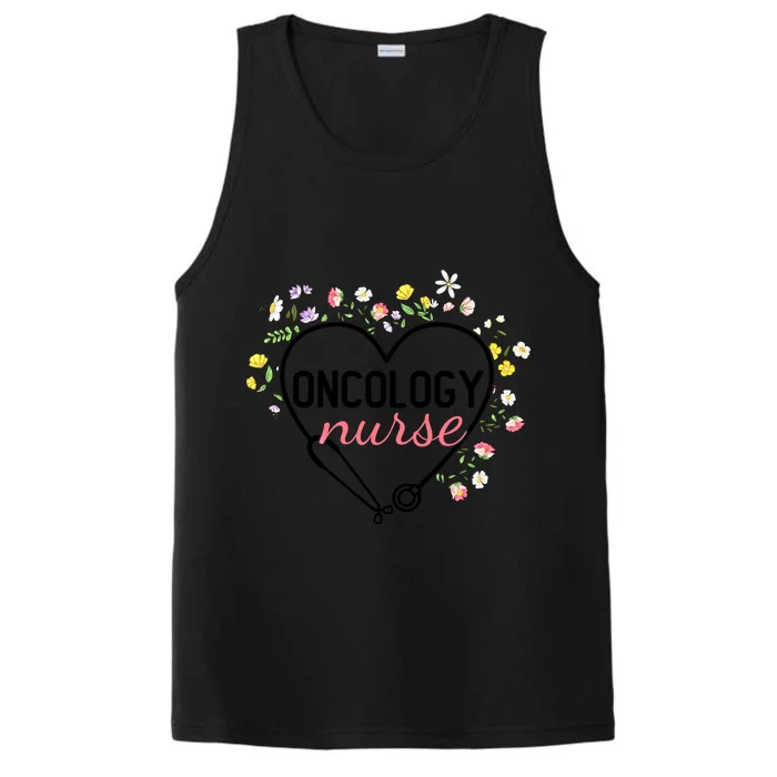 Floral Stethoscope Heart Nursing Oncology Nurse Gift Performance Tank