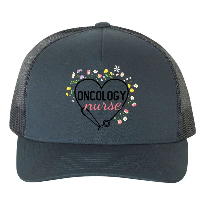 Floral Stethoscope Heart Nursing Oncology Nurse Gift Yupoong Adult 5-Panel Trucker Hat