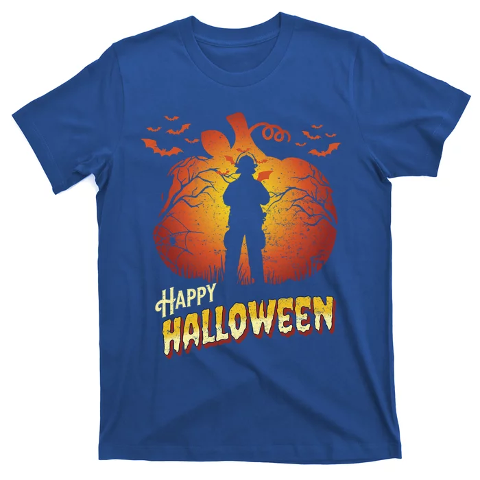 Fire Silhouette Happy Halloween Easy Lazy Firefighter Gift T-Shirt