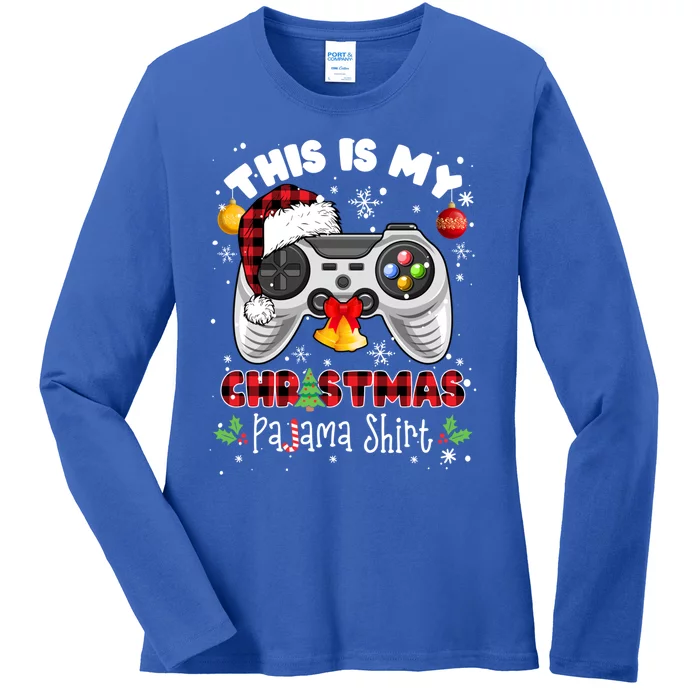 Funny Santa Hat Video Game Xmas This Is My Christmas Pajama Meaningful Gift Ladies Long Sleeve Shirt