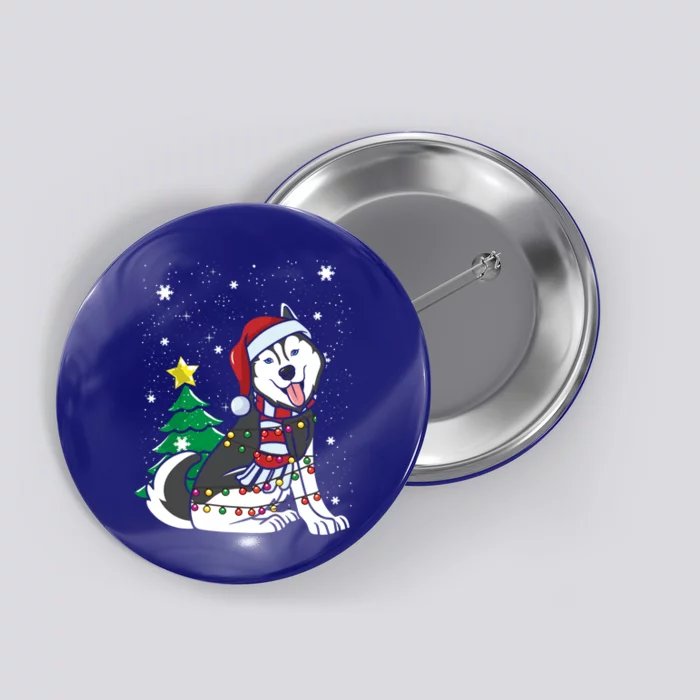 Funny Siberian Husky Christmas Dog Lover Gift Button