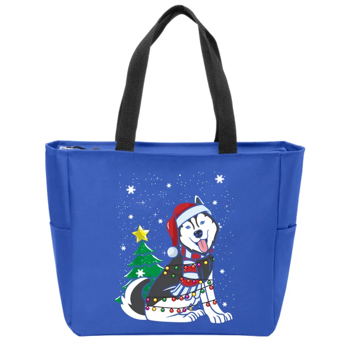 Funny Siberian Husky Christmas Dog Lover Gift Zip Tote Bag