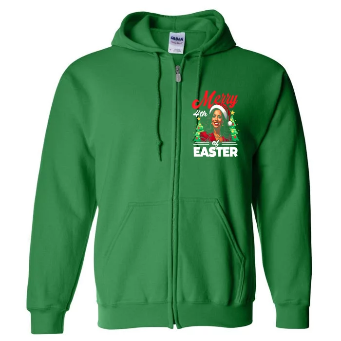 Funny Santa Hat Kamala Harris Merry Christmas 4th Of Easter Xmas Gift Full Zip Hoodie