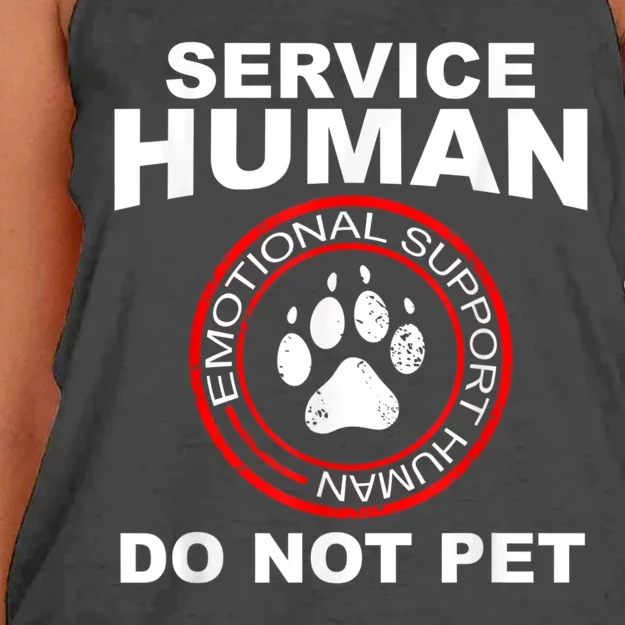 Funny Service Human Gift Funny Dog Owner Emotional Support Human Women's Knotted Racerback Tank