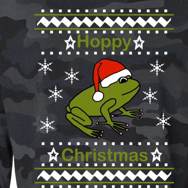 Frog Says Hoppy Christmas Cropped Pullover Crew