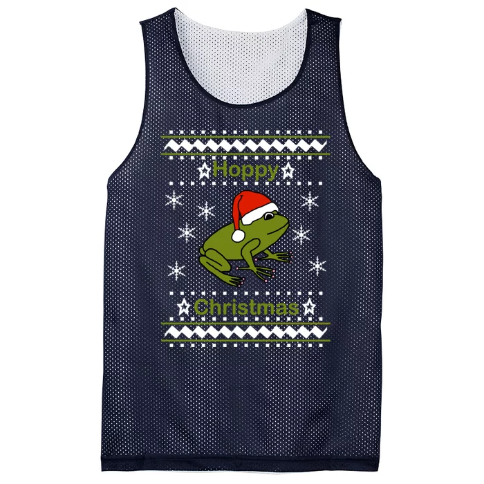 Frog Says Hoppy Christmas Mesh Reversible Basketball Jersey Tank