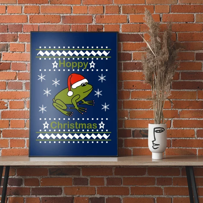 Frog Says Hoppy Christmas Poster