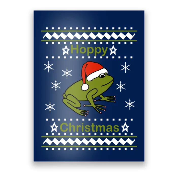 Frog Says Hoppy Christmas Poster