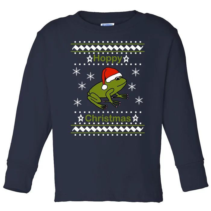 Frog Says Hoppy Christmas Toddler Long Sleeve Shirt