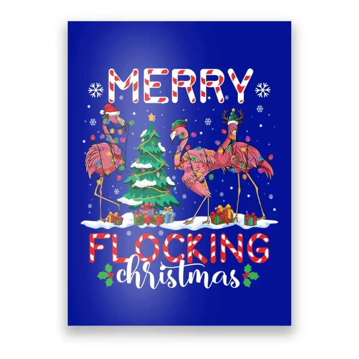 Flamingo Santa Hat Reindeer Xmas Merry Flocking Christmas Meaningful Gift Poster