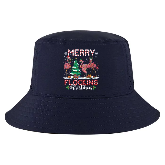 Flamingo Santa Hat Reindeer Xmas Merry Flocking Christmas Meaningful Gift Cool Comfort Performance Bucket Hat