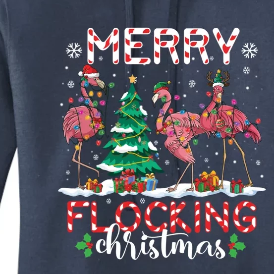 Flamingo Santa Hat Reindeer Xmas Merry Flocking Christmas Meaningful Gift Women's Pullover Hoodie