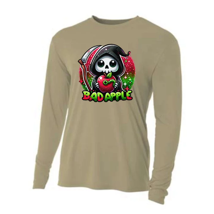 Funny Spooky Halloween Ghostly Apples For Trick Or Treat Cooling Performance Long Sleeve Crew