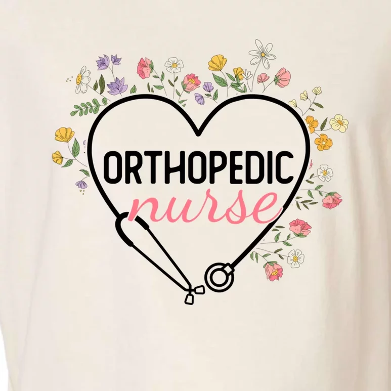 Floral Stethoscope Heart Nursing Orthopedic Nurse Gift Garment-Dyed Women's Muscle Tee