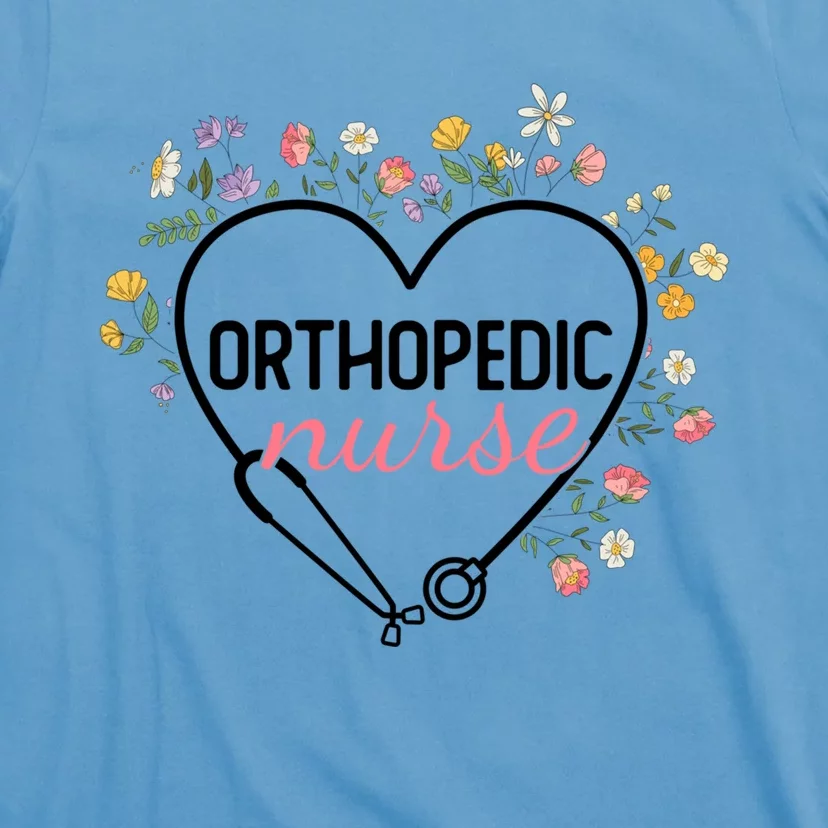 Floral Stethoscope Heart Nursing Orthopedic Nurse Gift T-Shirt