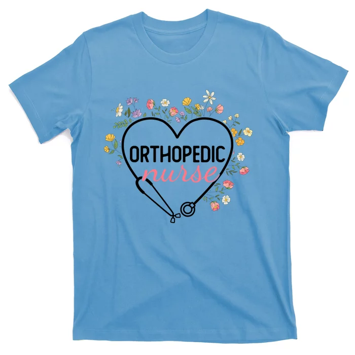 Floral Stethoscope Heart Nursing Orthopedic Nurse Gift T-Shirt