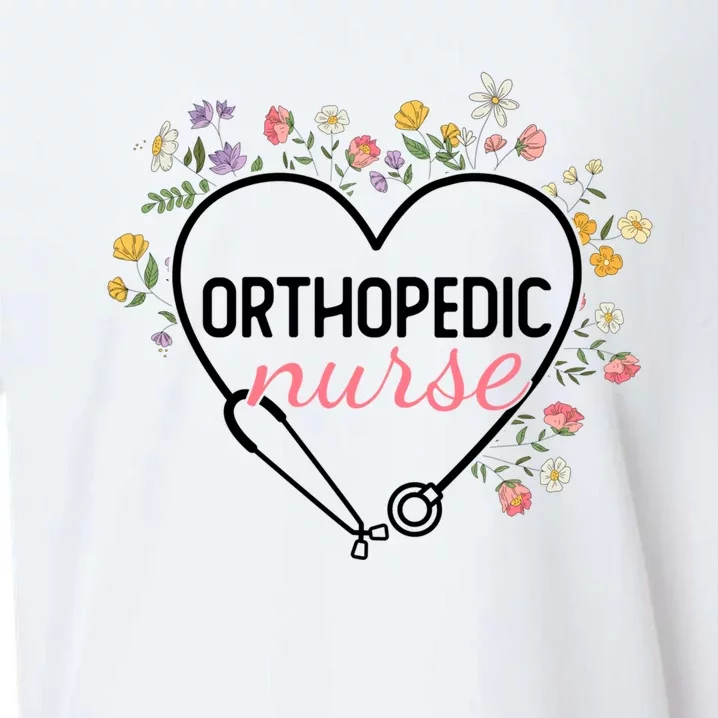 Floral Stethoscope Heart Nursing Orthopedic Nurse Gift Sueded Cloud Jersey T-Shirt