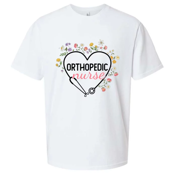 Floral Stethoscope Heart Nursing Orthopedic Nurse Gift Sueded Cloud Jersey T-Shirt